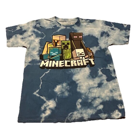Minecraft Characters Tee Blue Tie Dye Kids 14/16 NWOT Mad Engine 2024 - Picture 1 of 3